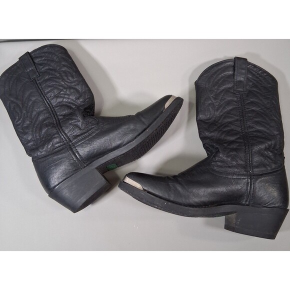 VTG Laredo Black Leather Western Cowboy Boots  7 D Pointed Toe Silver Tip 68610 main image 6